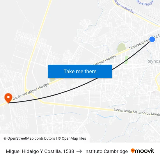 Miguel Hidalgo Y Costilla, 1538 to Instituto Cambridge map
