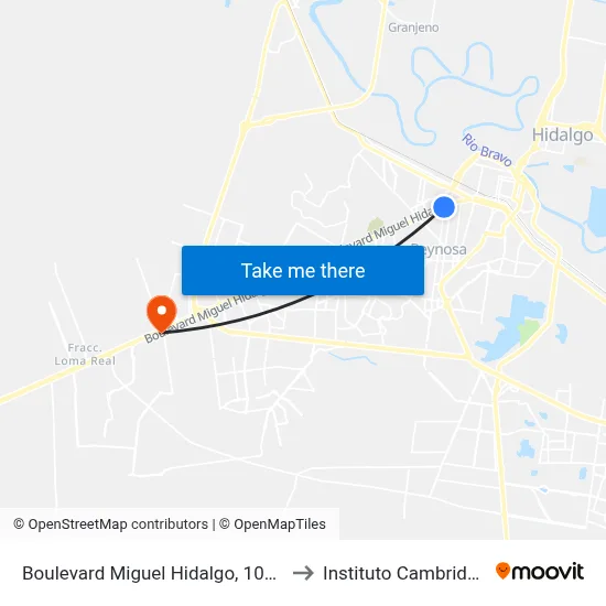 Boulevard Miguel Hidalgo, 1001 to Instituto Cambridge map