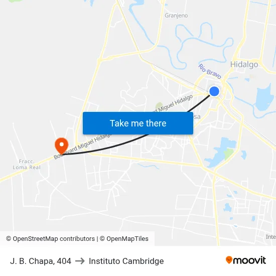 J. B. Chapa, 404 to Instituto Cambridge map