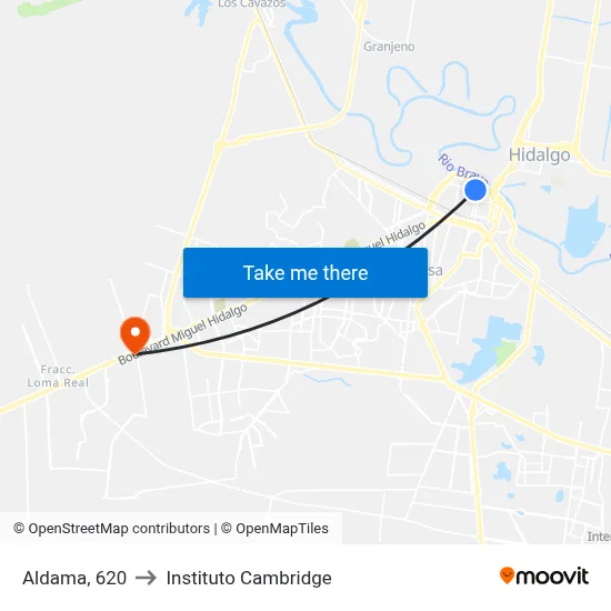 Aldama, 620 to Instituto Cambridge map