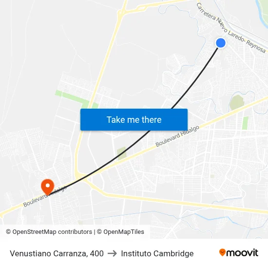 Venustiano Carranza, 400 to Instituto Cambridge map