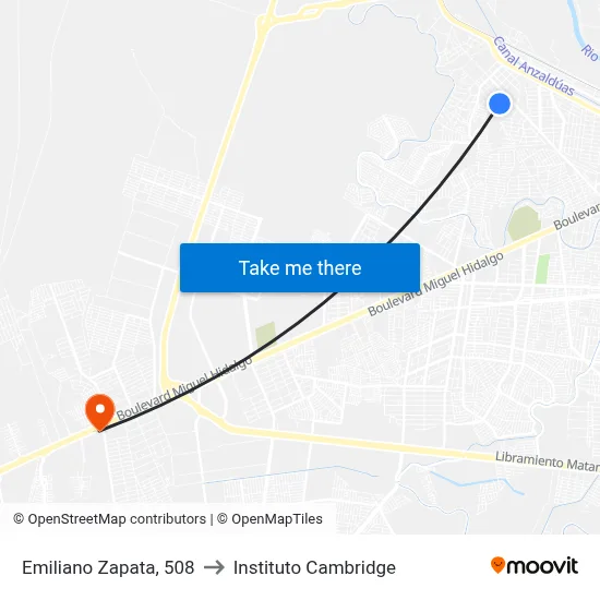 Emiliano Zapata, 508 to Instituto Cambridge map