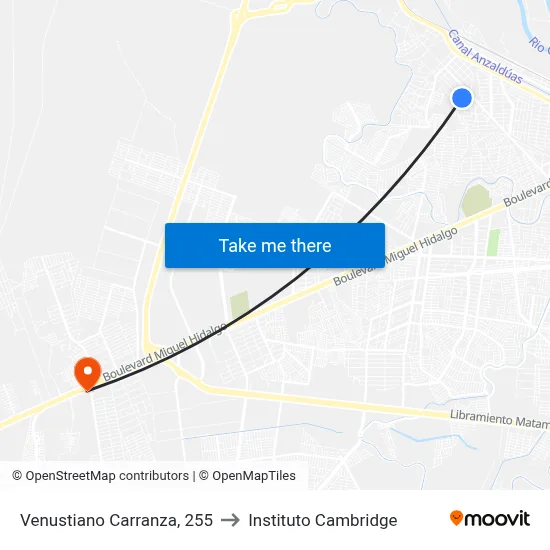Venustiano Carranza, 255 to Instituto Cambridge map