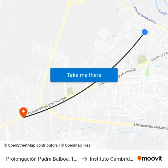 Prolongación Padre Balboa, 109 to Instituto Cambridge map