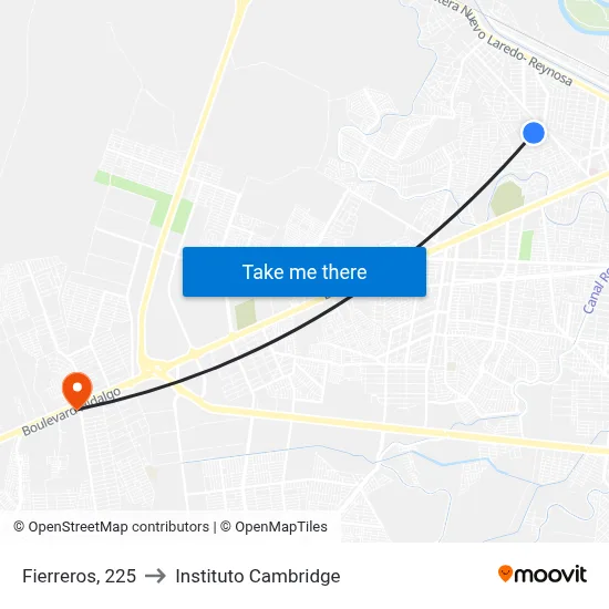 Fierreros, 225 to Instituto Cambridge map