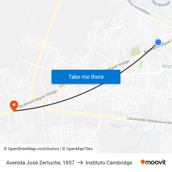 Avenida José Zertuche, 1857 to Instituto Cambridge map
