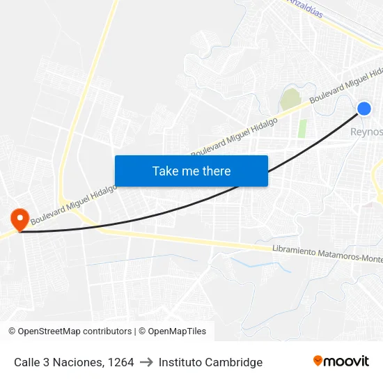 Calle 3 Naciones, 1264 to Instituto Cambridge map