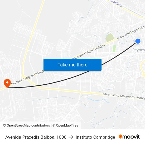 Avenida Praxedis Balboa, 1000 to Instituto Cambridge map