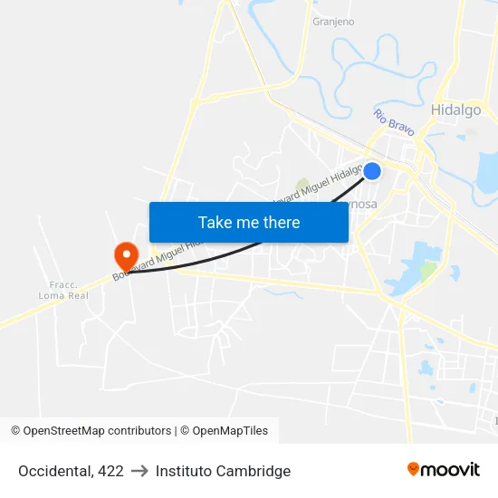 Occidental, 422 to Instituto Cambridge map