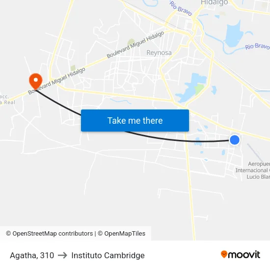 Agatha, 310 to Instituto Cambridge map