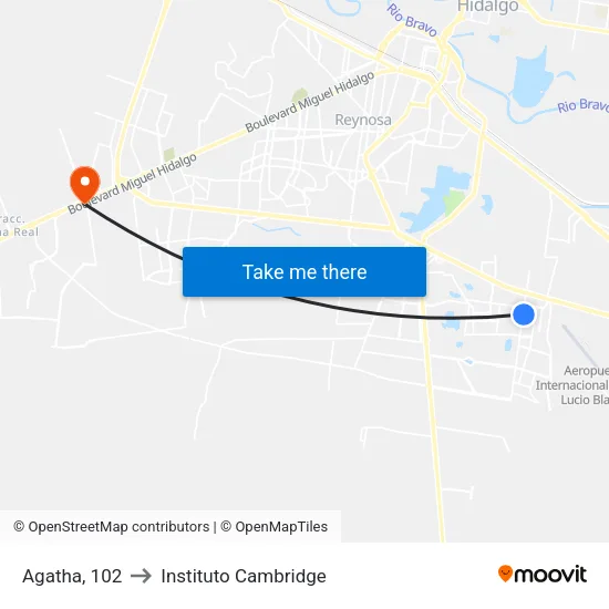 Agatha, 102 to Instituto Cambridge map