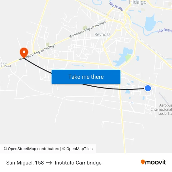 San Miguel, 158 to Instituto Cambridge map