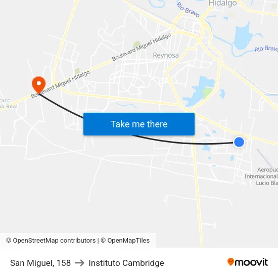 San Miguel, 158 to Instituto Cambridge map