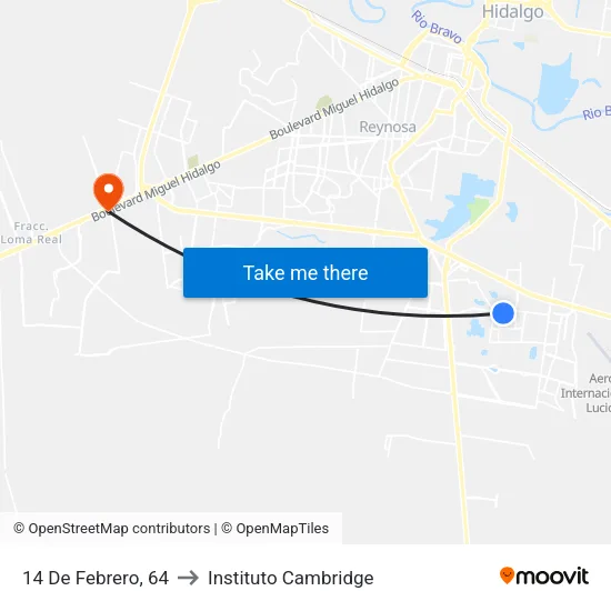 14 De Febrero, 64 to Instituto Cambridge map