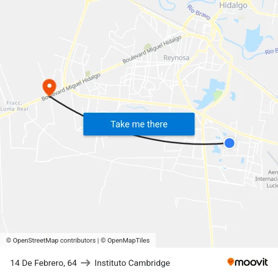 14 De Febrero, 64 to Instituto Cambridge map