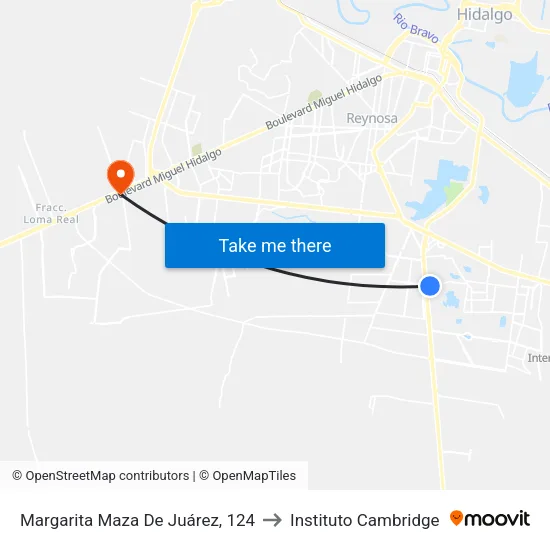 Margarita Maza De Juárez, 124 to Instituto Cambridge map