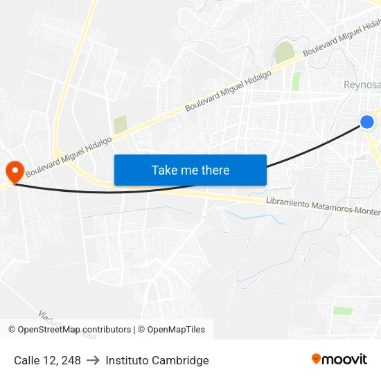 Calle 12, 248 to Instituto Cambridge map