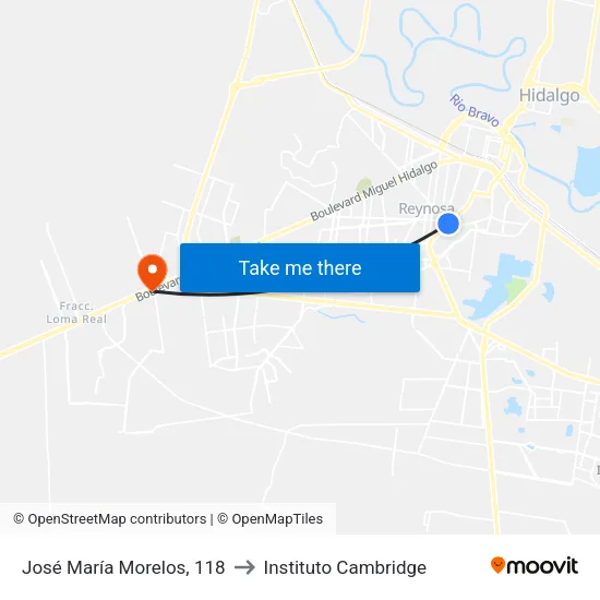 José María Morelos, 118 to Instituto Cambridge map