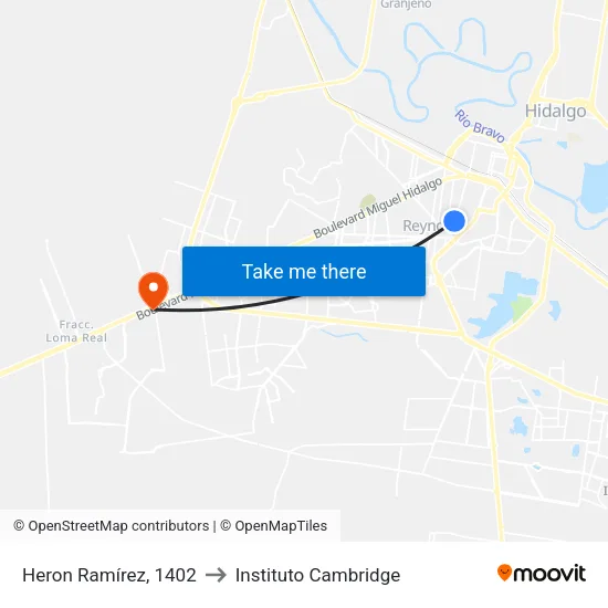 Heron Ramírez, 1402 to Instituto Cambridge map