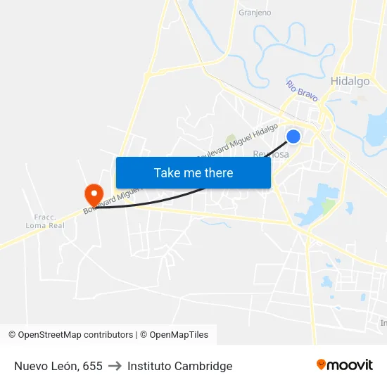 Nuevo León, 655 to Instituto Cambridge map