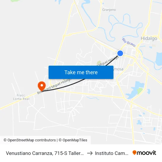 Venustiano Carranza, 715-S Talleres Romero to Instituto Cambridge map