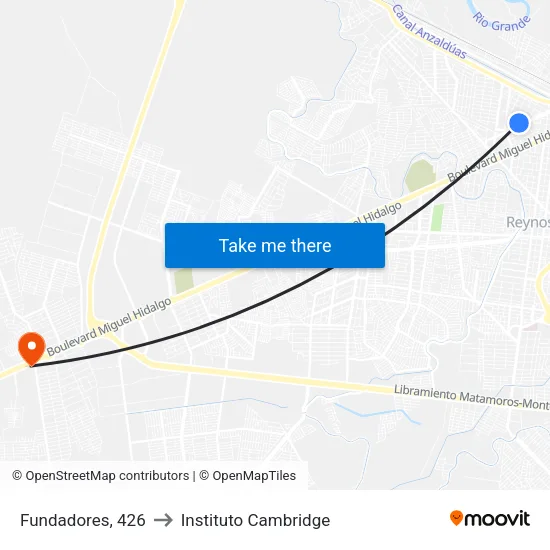 Fundadores, 426 to Instituto Cambridge map
