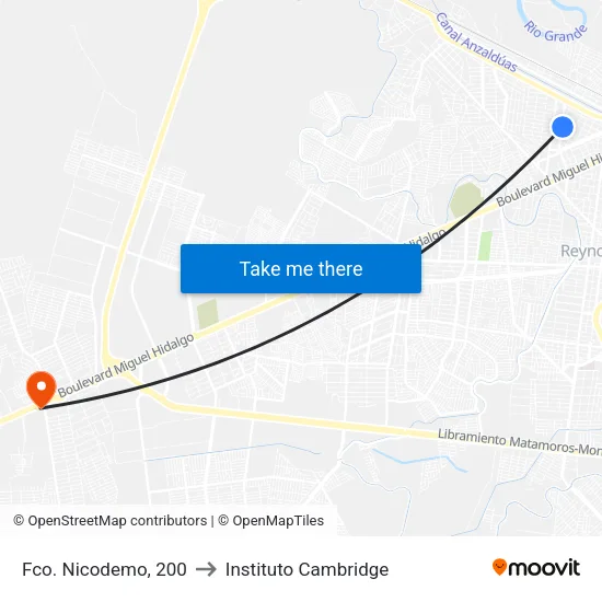 Fco. Nicodemo, 200 to Instituto Cambridge map