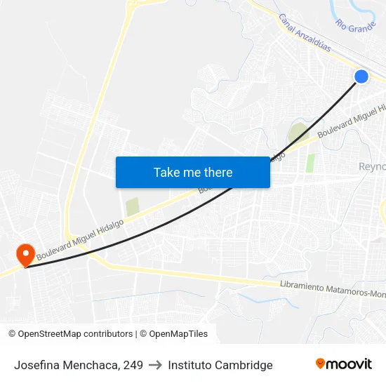 Josefina Menchaca, 249 to Instituto Cambridge map