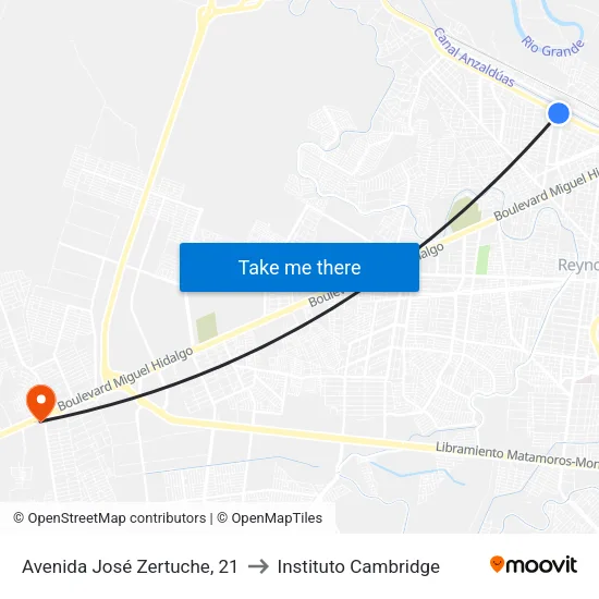 Avenida José Zertuche, 21 to Instituto Cambridge map