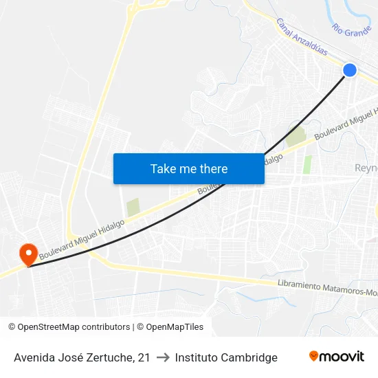Avenida José Zertuche, 21 to Instituto Cambridge map