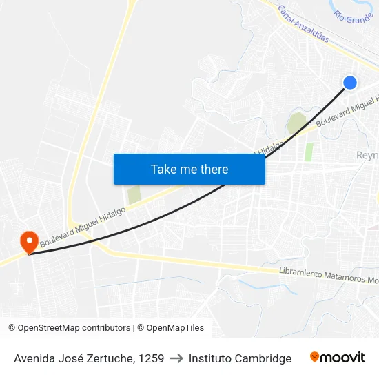 Avenida José Zertuche, 1259 to Instituto Cambridge map