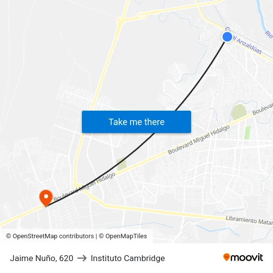 Jaime Nuño, 620 to Instituto Cambridge map