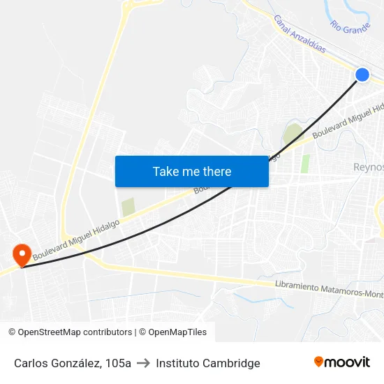 Carlos González, 105a to Instituto Cambridge map