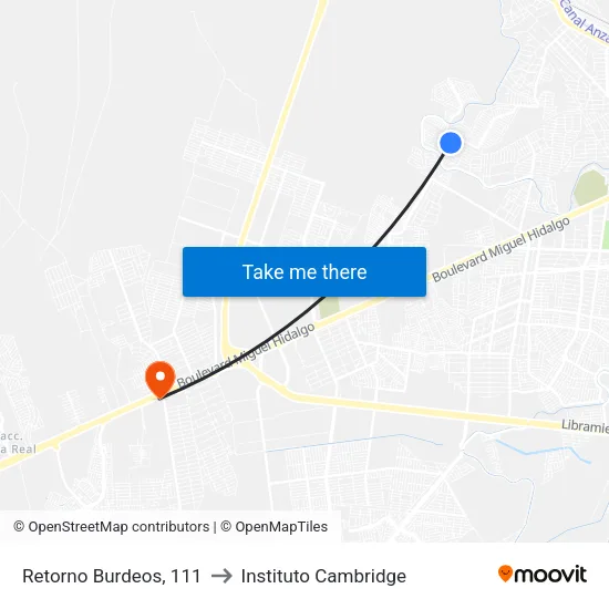 Retorno Burdeos, 111 to Instituto Cambridge map