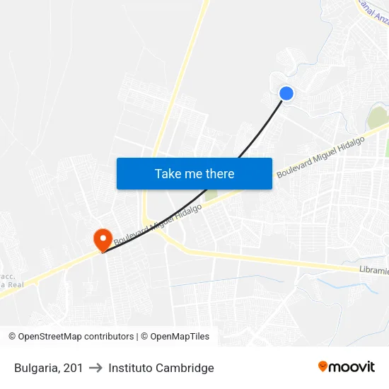 Bulgaria, 201 to Instituto Cambridge map