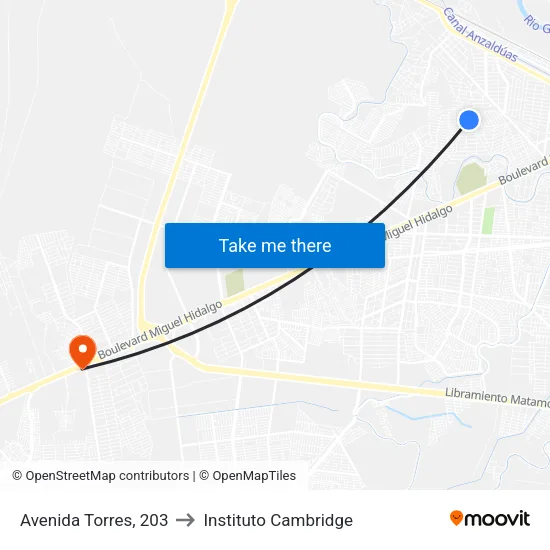 Avenida Torres, 203 to Instituto Cambridge map