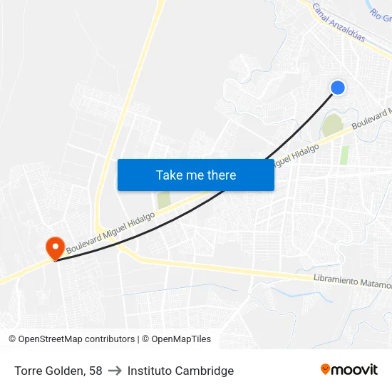 Torre Golden, 58 to Instituto Cambridge map