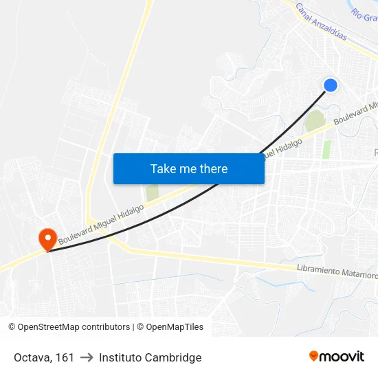 Octava, 161 to Instituto Cambridge map