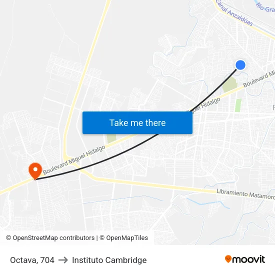 Octava, 704 to Instituto Cambridge map