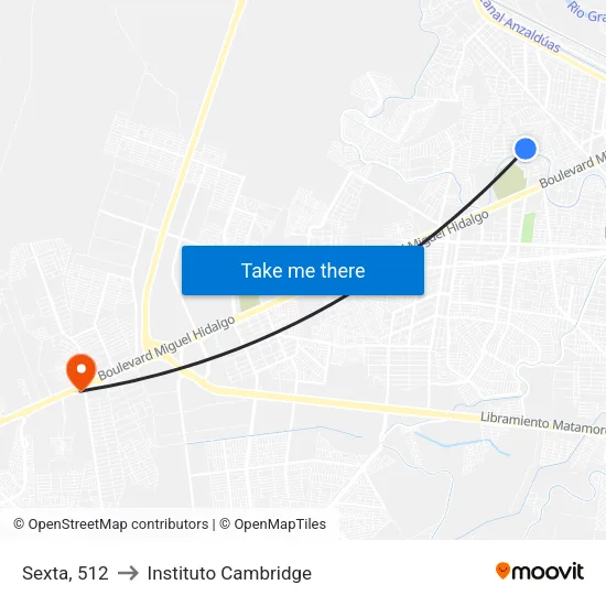Sexta, 512 to Instituto Cambridge map
