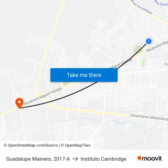 Guadalupe Mainero, 2017-A to Instituto Cambridge map