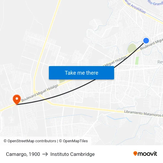 Camargo, 1900 to Instituto Cambridge map
