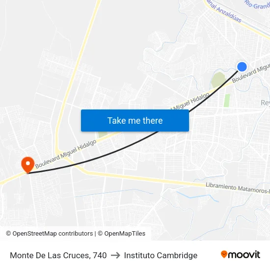 Monte De Las Cruces, 740 to Instituto Cambridge map