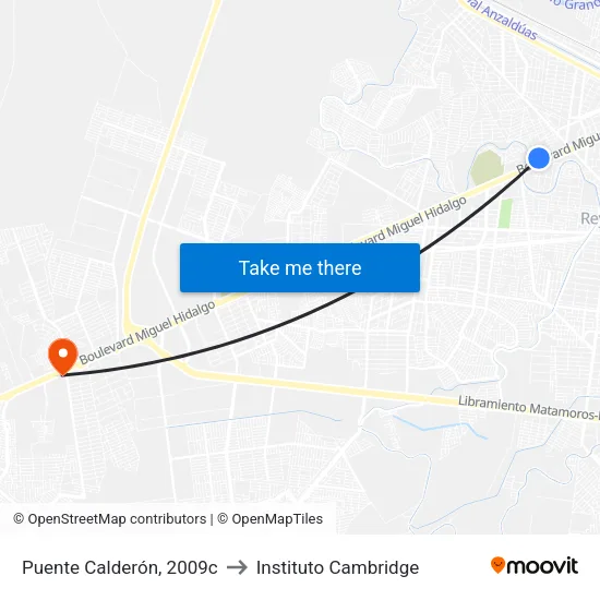Puente Calderón, 2009c to Instituto Cambridge map
