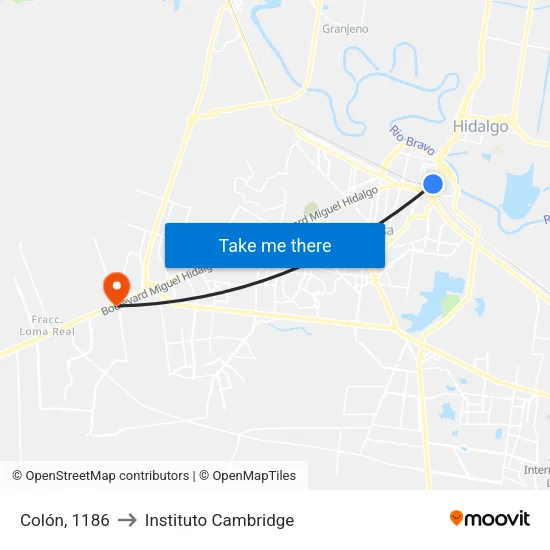 Colón, 1186 to Instituto Cambridge map