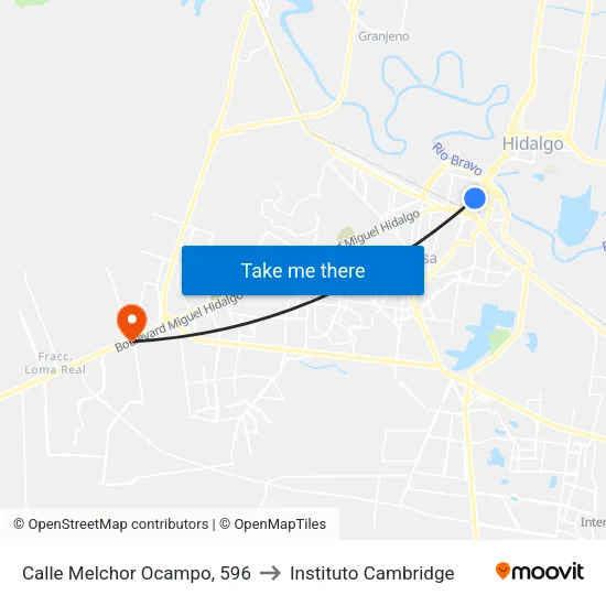 Calle Melchor Ocampo, 596 to Instituto Cambridge map