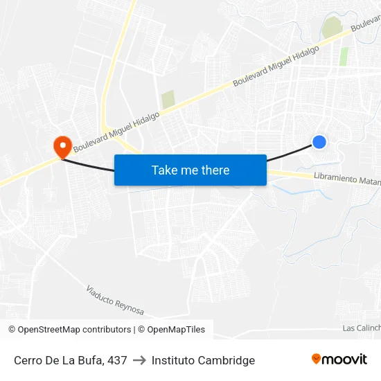 Cerro De La Bufa, 437 to Instituto Cambridge map