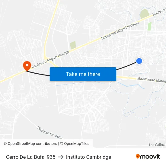 Cerro De La Bufa, 935 to Instituto Cambridge map