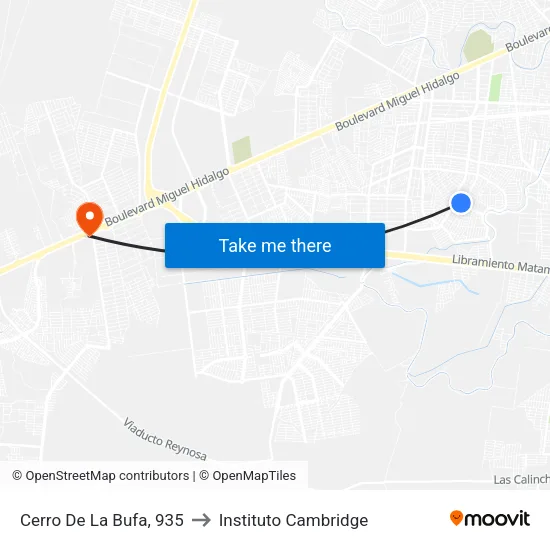 Cerro De La Bufa, 935 to Instituto Cambridge map