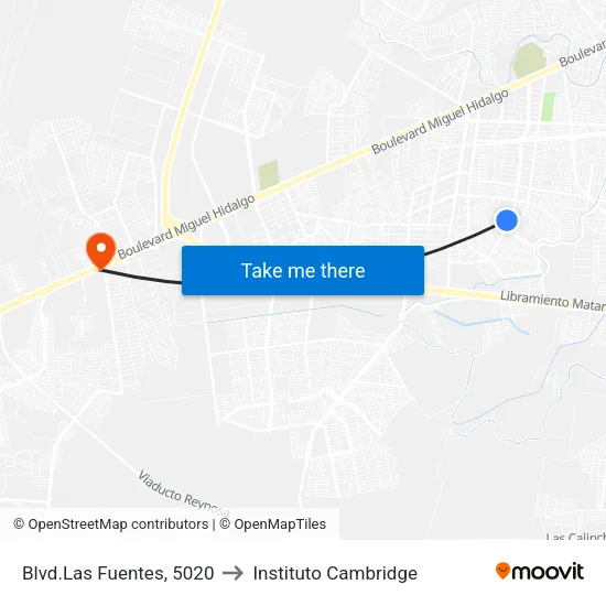 Blvd.Las Fuentes, 5020 to Instituto Cambridge map